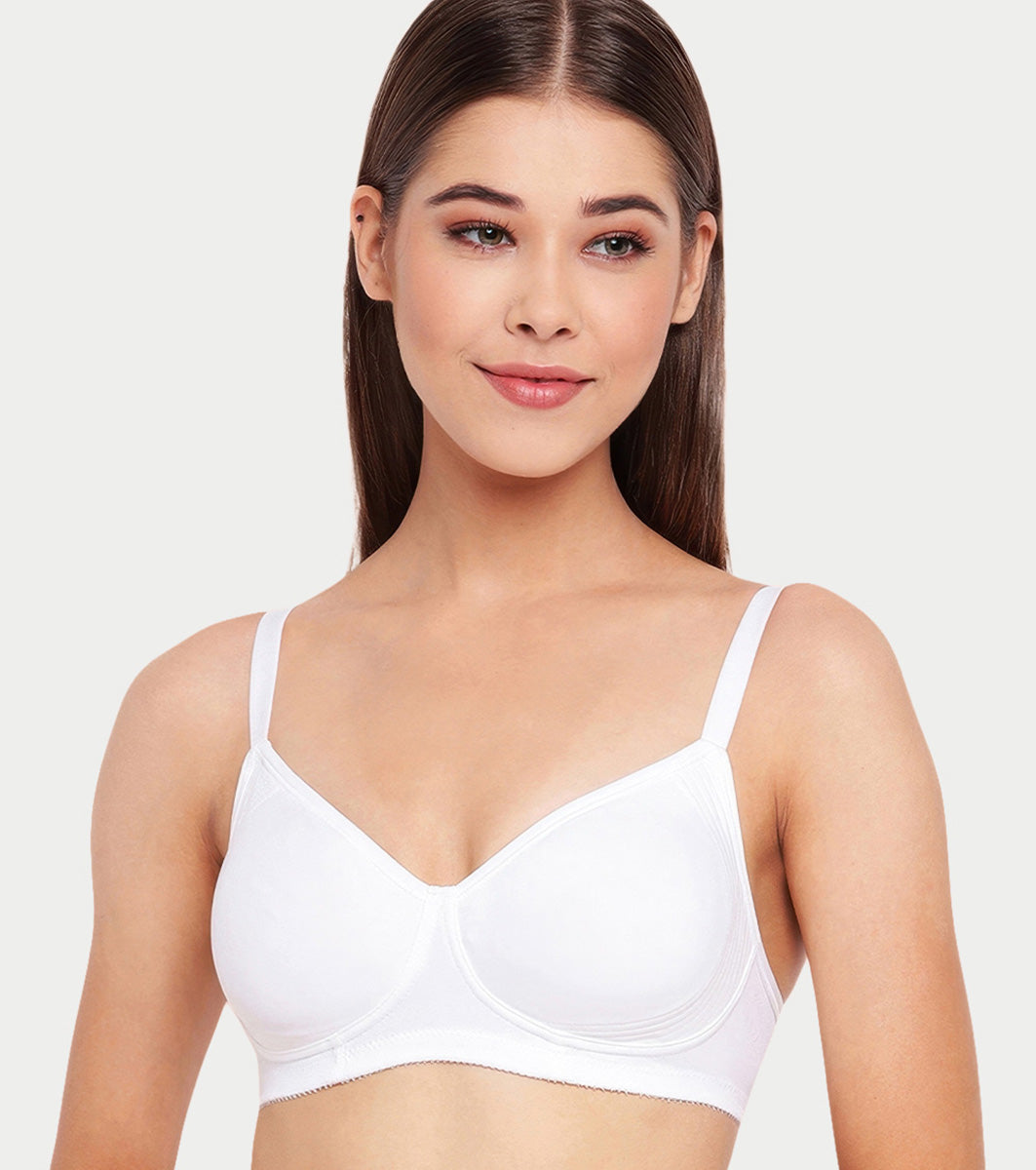 Enamor Innovations Fabcool Encircled  Side Support Shaper, Non Padded, Wirefree, High Coverage, Women's Cotton Everyday Bra  - A042 (Available in Plus Sizes) (White)
