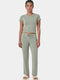 Enamor Mid Rise Regular Length Drawstring Closure Lounge Pants For Women - Slim Fit, Soft and Breathable Stretch Cotton - E014 (Iceberg Green)