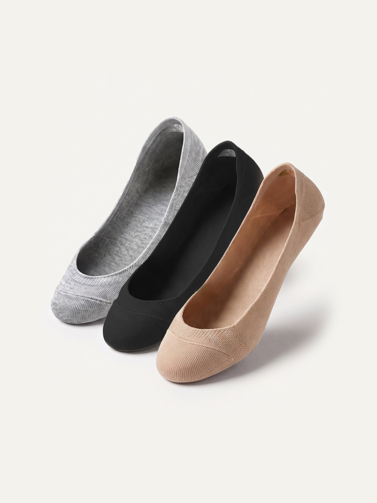 Enamor |Pair of 3 | No Show Footies – ES301, No–Slip Silicone Grip, N9 Pure Silver Finish for Odour Control, Invisible Comfort (Skin/Jet Black/Grey Melange)