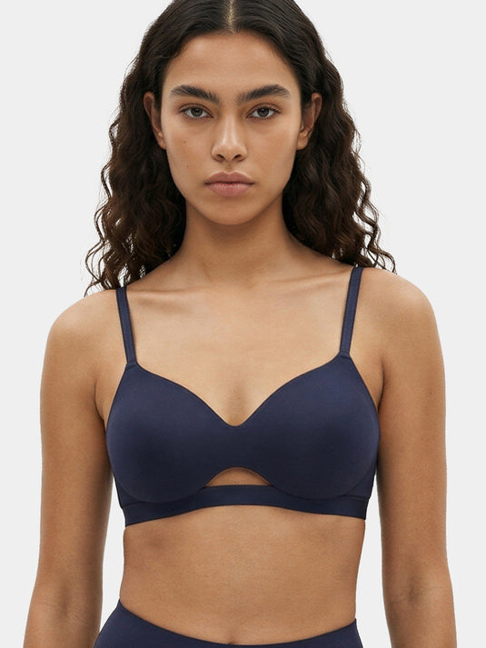 Enamor Innovations CloudSoft, Invisi Neckline Women's Cotton Everyday T-Shirt Bra - Padded, Wirefree, Medium Coverage - A032 (Eclipse)