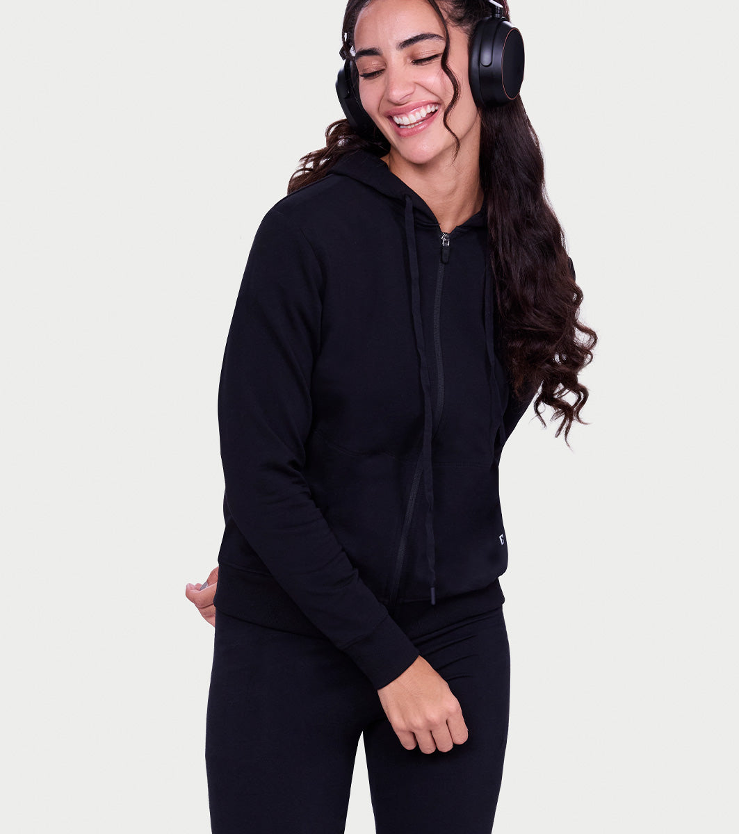 Enamor Basic Hoodie – Soft French terry, relaxed fit with adjustable drawstrings - E905 (Jet Black)