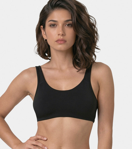 Enamor Low Impact Women's Cotton Everyday Sports Bra - All Day Comfort, Non Padded, Wirefree, High Coverage - SB06 (Black)