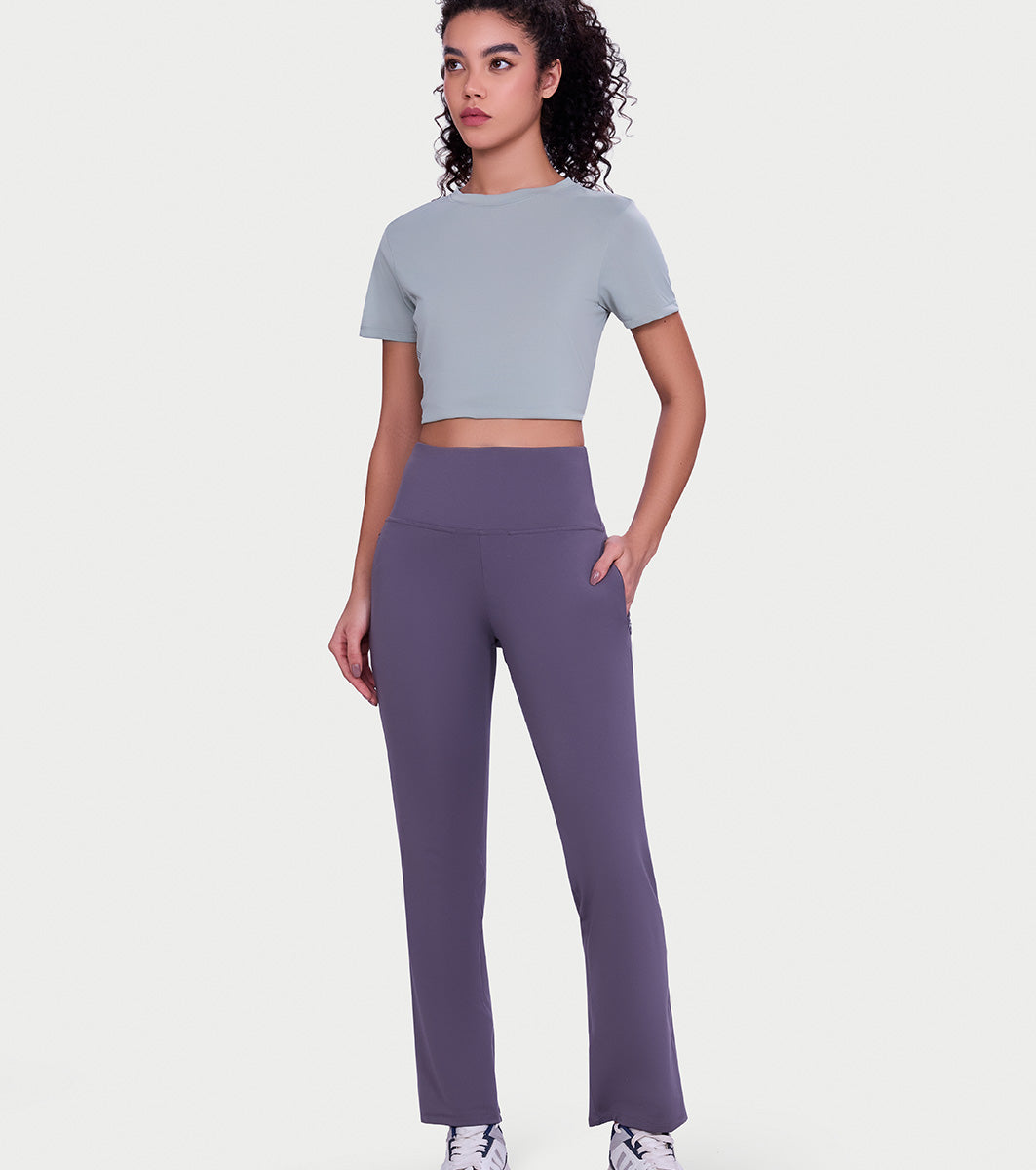 Enamor Fav Flare Pants – Butter-soft dry-fit, high-rise support & sleek flared style -A407 (Excalibur)