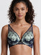 Enamor Ornate Lace Plunge Bra – F163, Level-1 Push-Up, Underwire Support, Feminine Plunge Neckline  (Blue Velvet)