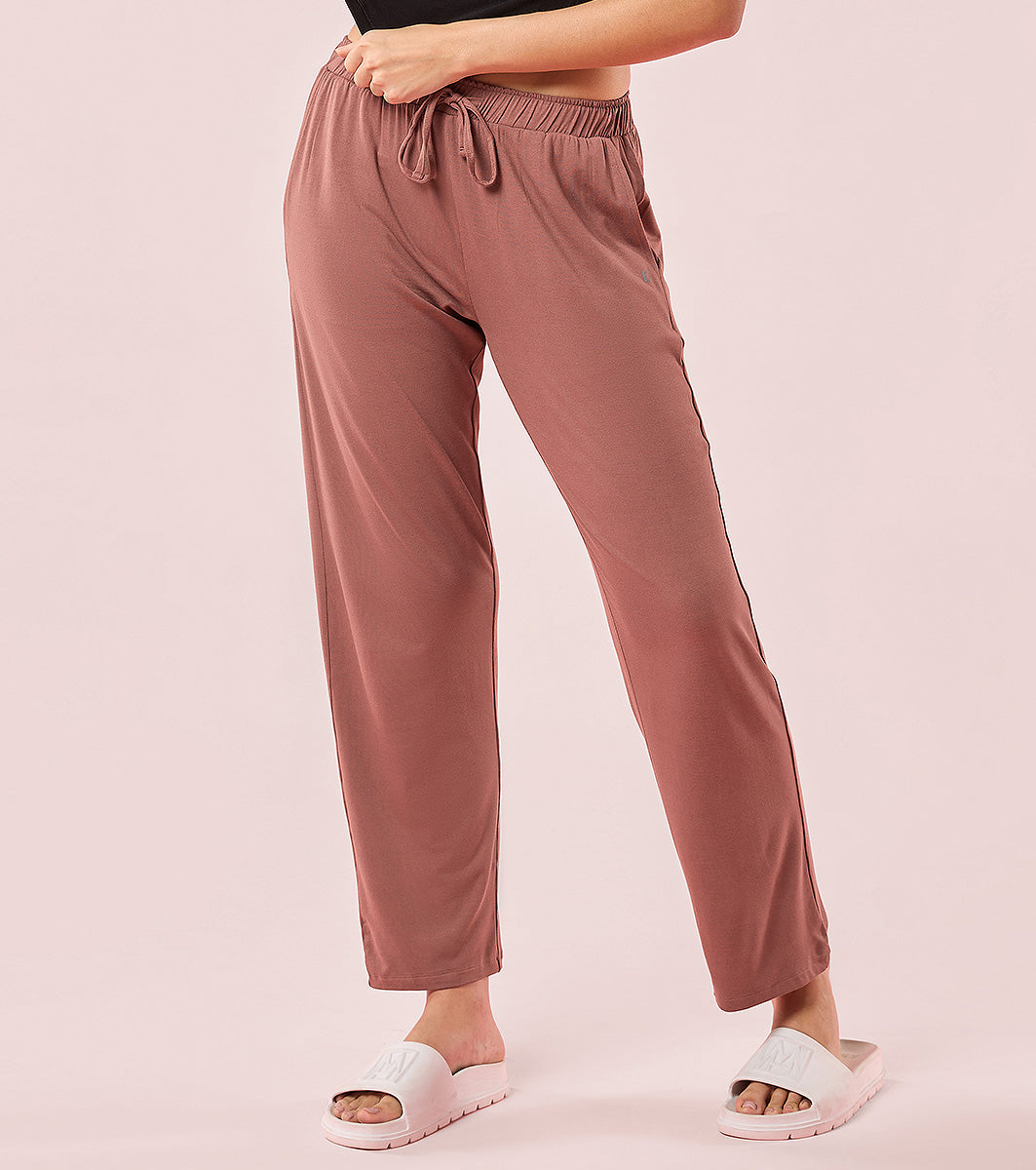 Enamor E404 Women's Home Pant - Relaxed Fit, Mid Rise, Regular Length, Straight Leg - Nutmeg
