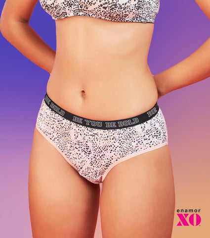 Enamor XO Mid-Rise Cheetah Print Solid Hipster Panty - Sabrina