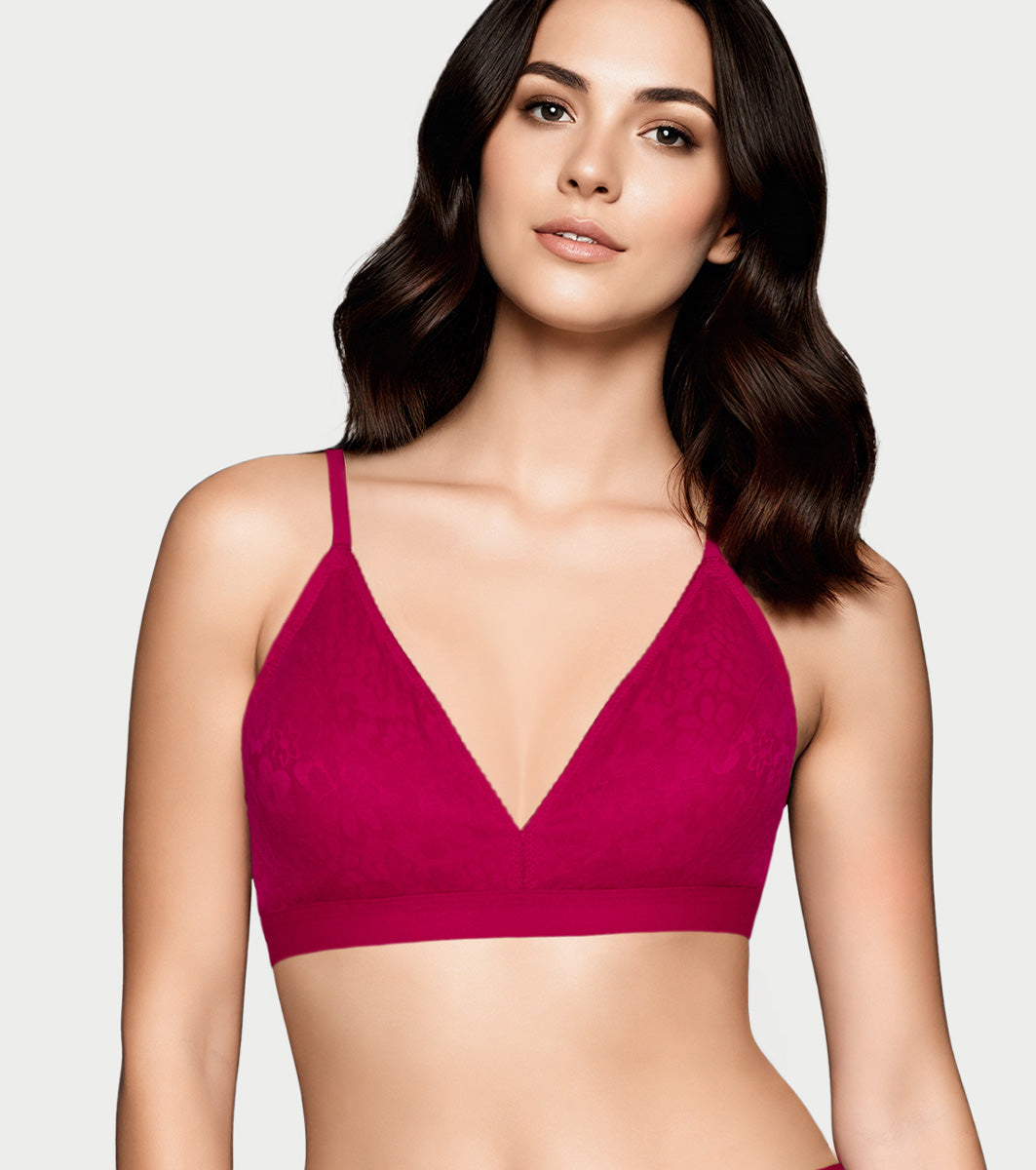 Enamor SMB04  Plunge Cup Non-Wired Bra, High Coverage (Red)