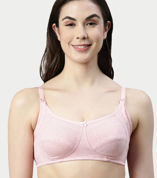 Enamor Innovations Eco-Melange Cotton, Women's Nursing Bra -  Sectioned Lift and Support, Non Padded, Wirefree, High Coverage - MT02 (Orchid Melange)