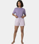 Enamor Drawstring Mid Thigh Length Mid Rise Basic Shorts - Relaxed Fit, Super Soft Cotton - E062 (Dot Texture Flower Print)