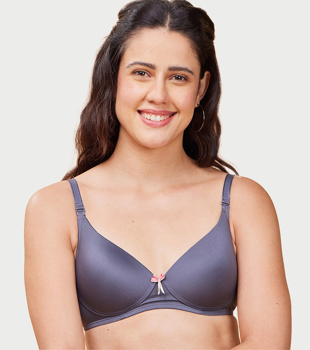 Enamor Medium Coverage, Wirefree F023 Perfect Plunge Women T-Shirt Lightly Padded Bra