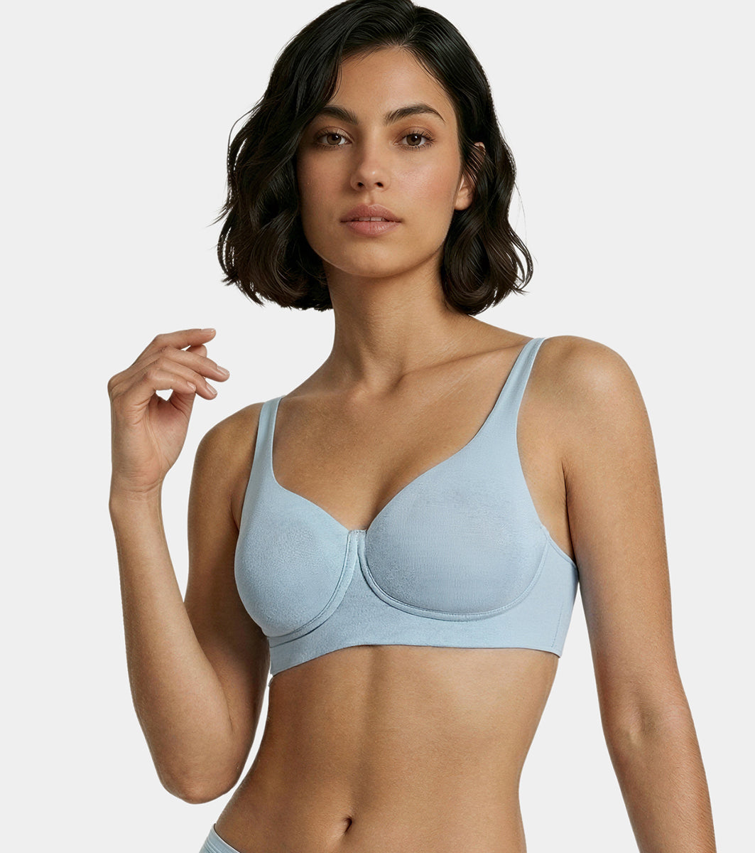 Enamor Bamboo Cotton IO05, Plunge, Everyday Women's T-Shirt Bra - 3X Softer, 4X more Absorbent & Antimicrobial, Padded, Wirefree, High Coverage (Jade Green)
