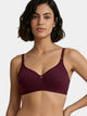 Enamor Comfort Shaper with Plush Side Shaper Panel Women's Cotton Everyday T-Shirt Bra - Detachable Straps, Non Padded, Wirefree, High Coverage - A055 (Grape wine)