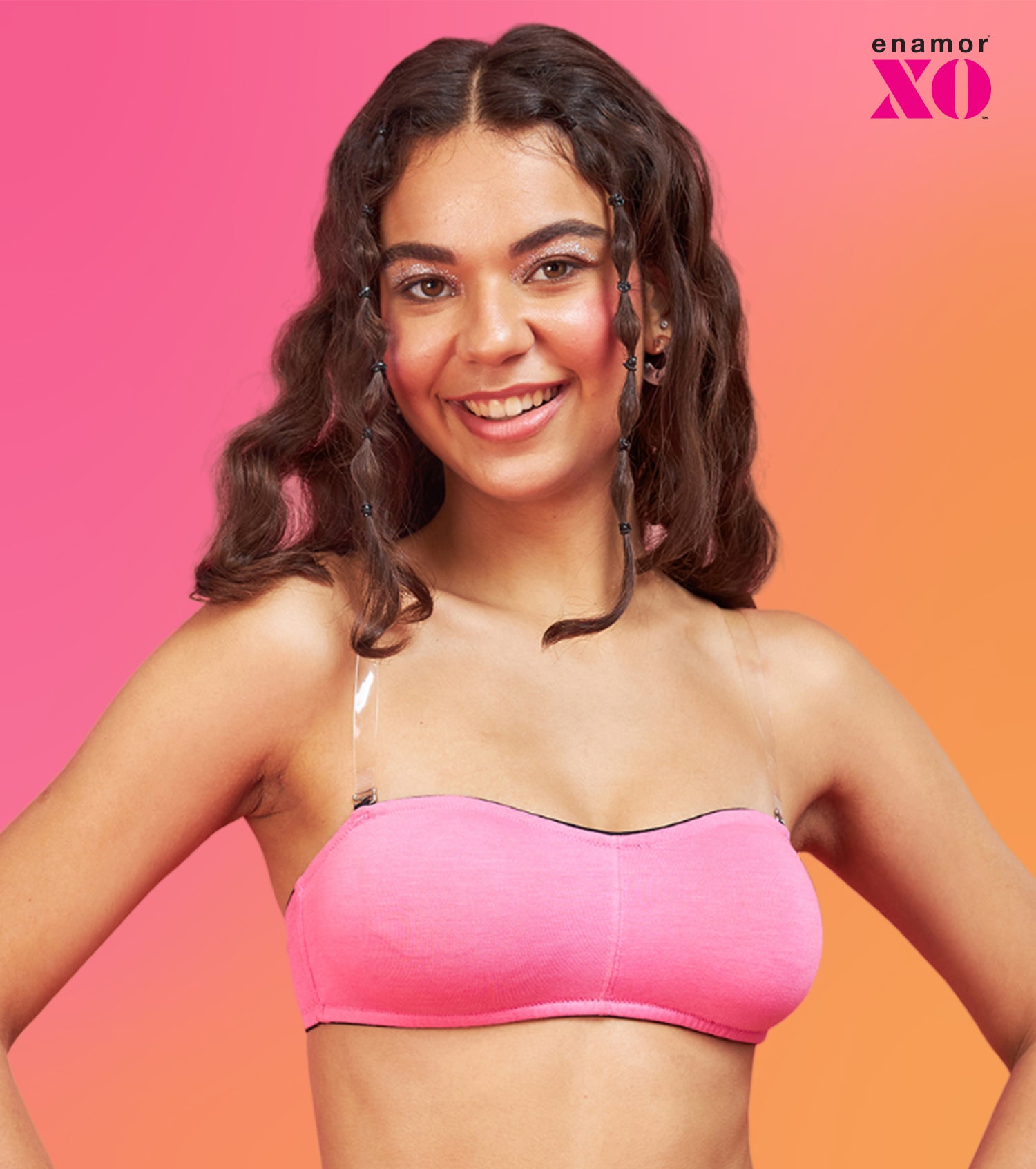 Enamor XO Candy Pink Non-Wired Non Padded Multiway Bra - Nella