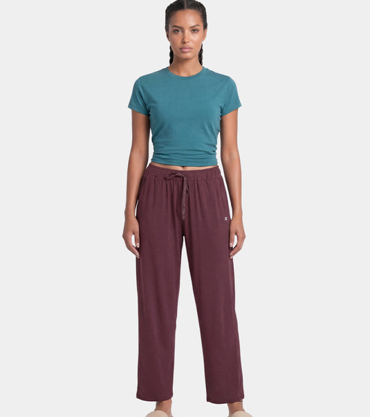 Enamor Mid Rise Regular Length Adjustable Drawstring Basic Home Lounge Pant for Women - Relaxed fit - E404 (Choco Fudge)