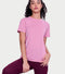 Enamor Short Sleeve Crew Neck Regular Length Basic Dry Fit Workout Crew T-Shirt for Women - Relaxed Fit, Quick Dry, Antimicrobial - A309 (Cosmetic Pink)
