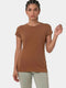 Enamor Short Sleeve Crew Neck Regular Length Basic Crew T-Shirt for Women - Slim Fit, Soft and Breathable Stretch Cotton - E047 (Emperador)