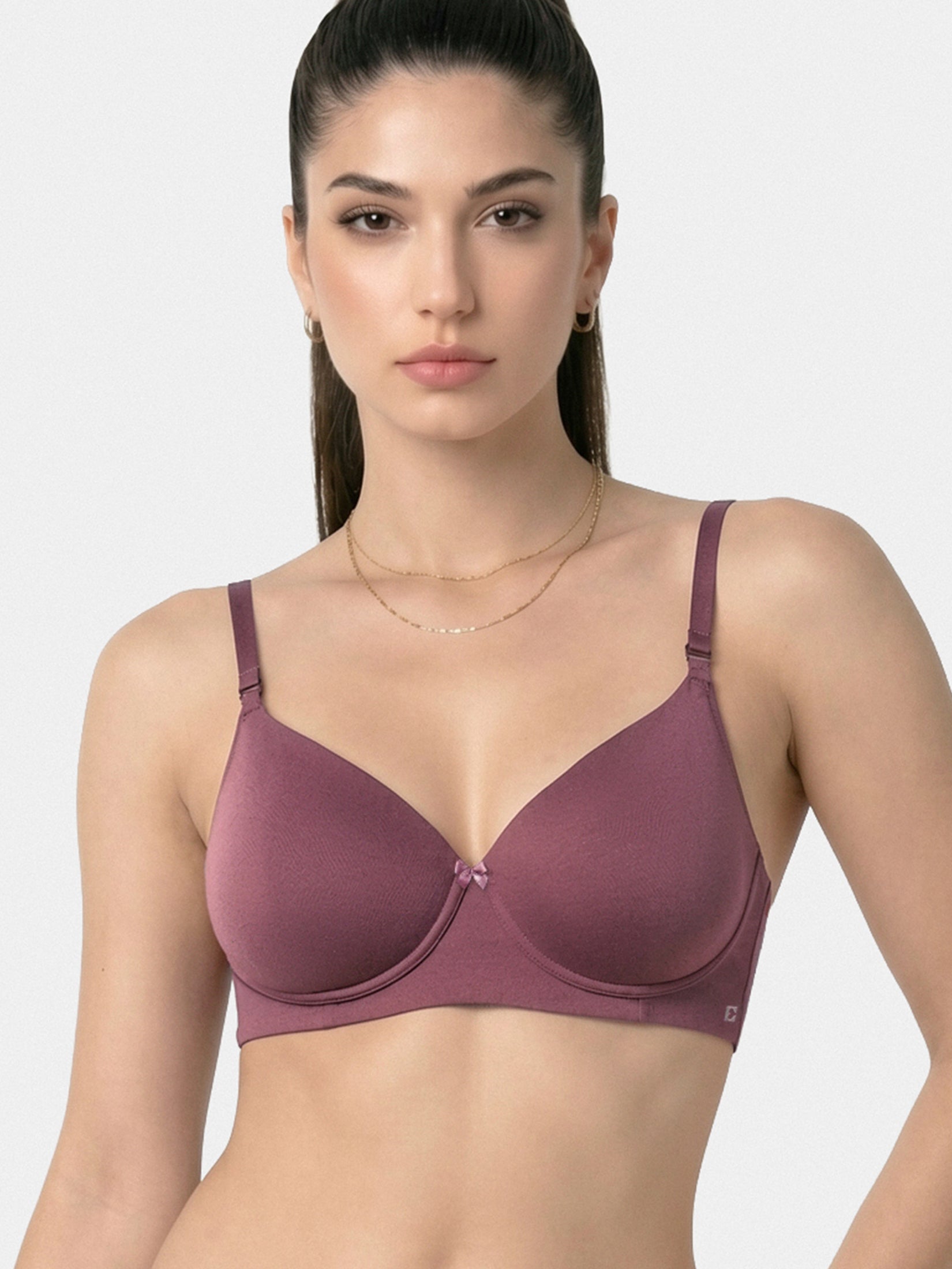 Enamor 4X Soft Modal Cotton T-Shirt Bra – A239, Wirefree Comfort, No-Show Neckline, Soft Foam Cups (Dusky Mauve )
