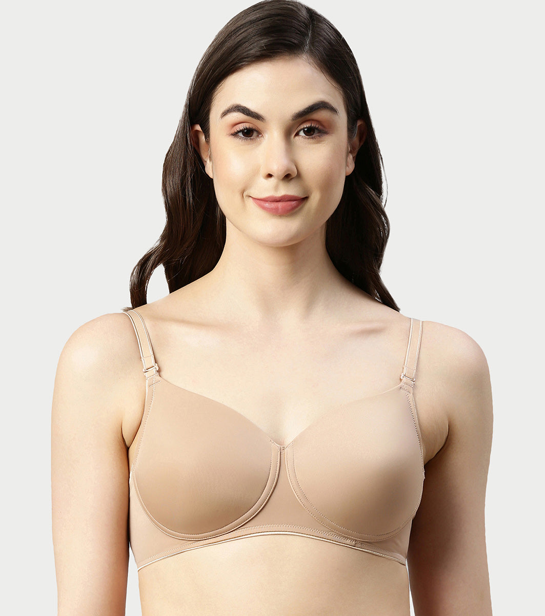 Enamor Innovations  Ecolite, Smoother Perfect Lift Women's T-Shirt Bra - Padded, Wirefree, High Coverage  - F165 (Honey Beige)