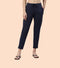 Enamor Mid Rise Ankle length Drawstring Relax Pants For Women - Slim Fit, Stretch French Terry - E060 (Navy Melange)