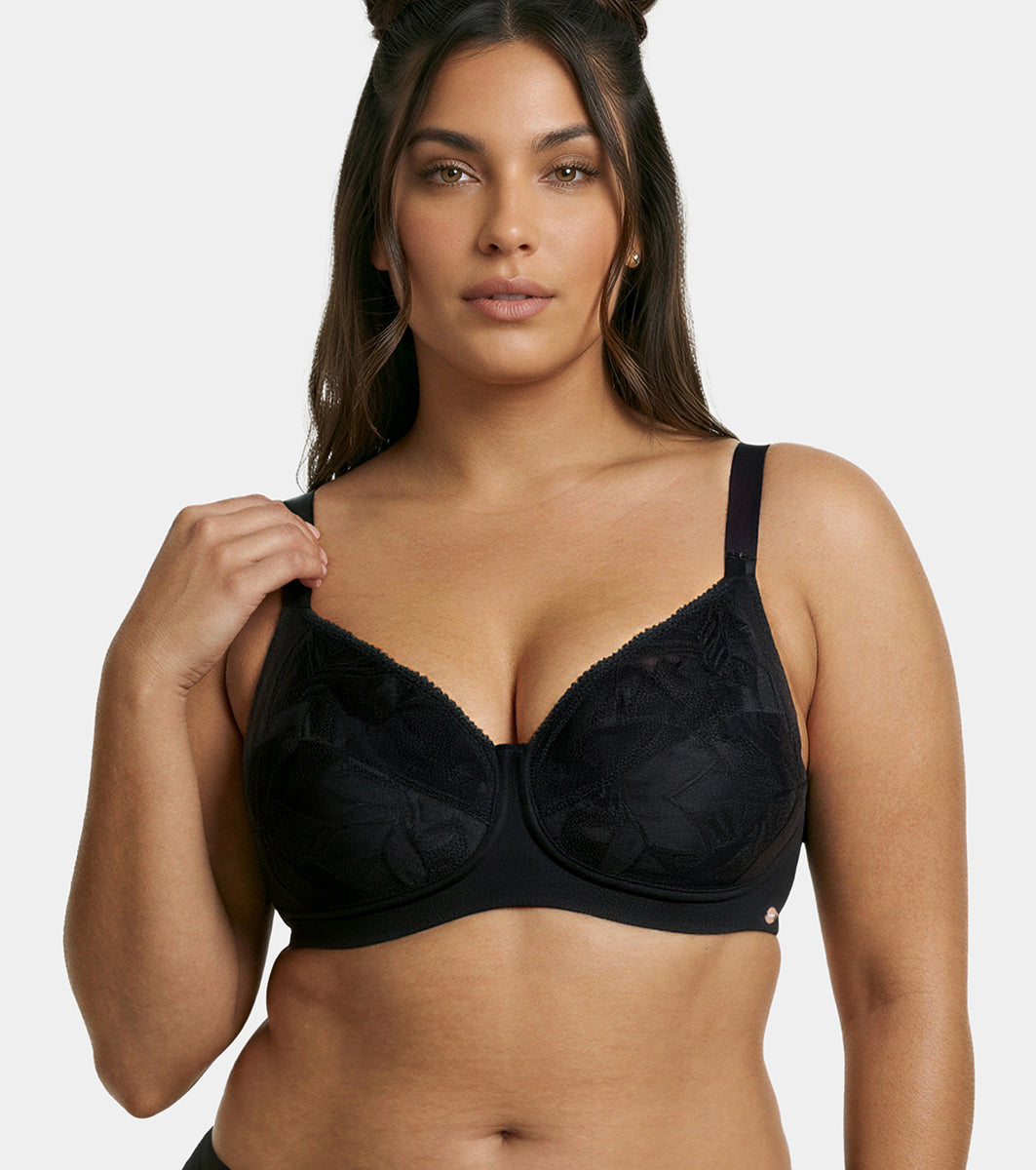 Enamor Bamboo Cotton IB26, Women's Full Support Bra - 3X Softer, 4X more Absorbent, Antimicrobial, Non-Padded, Wirefree, High Coverage (Black)
