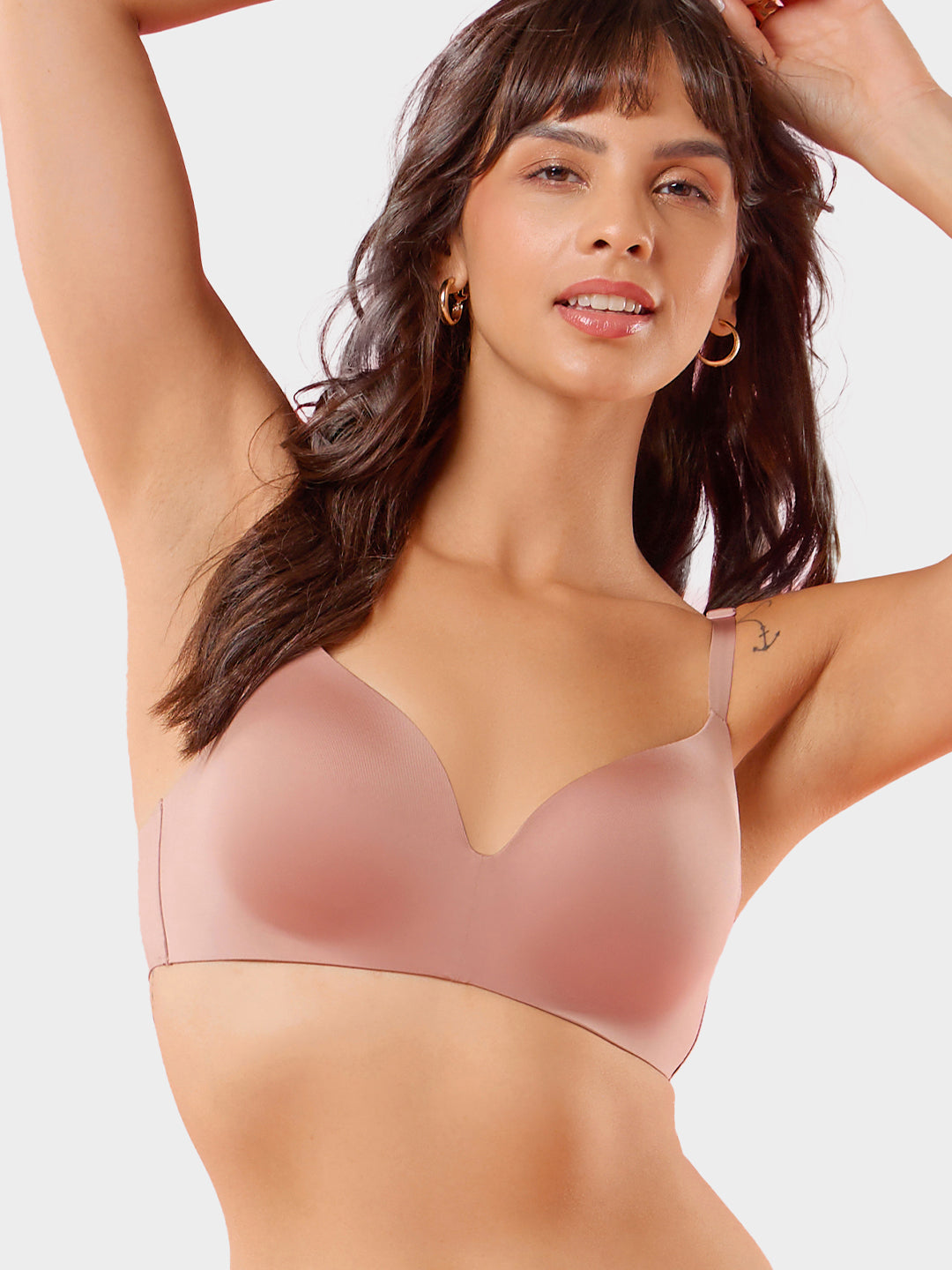 Enamor Innovations Invisibra, Ultra smooth, Flexi Wire Lift, Bonded, Women's T-Shirt Bra - Seamless, No-Pinch, Padded, Wirefree, Medium Coverage - F084 (Brown Blush)
