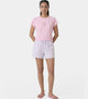 Enamor Drawstring Mid Thigh Length Mid Rise Basic Shorts - Relaxed Fit, Super Soft Cotton - E062 (Lavender Fog)