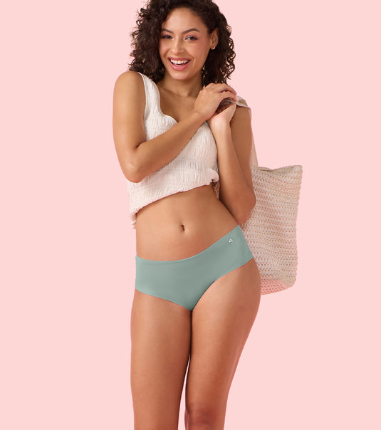 Enamor PH40 Innovations Invisi, All Day Comfort, Mid Waist Hipster Panty for Women - No Visible Panty Lines, Sweat wicking, Free Cut, Full Coverage -  Pack of 1 (Jadeite)