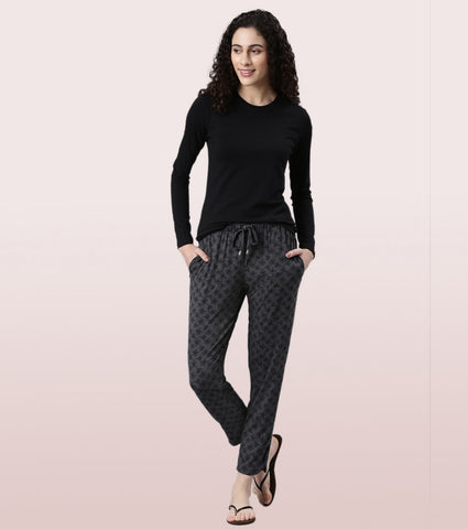 Shop-In Pants - Tapered Lounge Pants With Self Fabric Drawstring With Metal Ends | E048