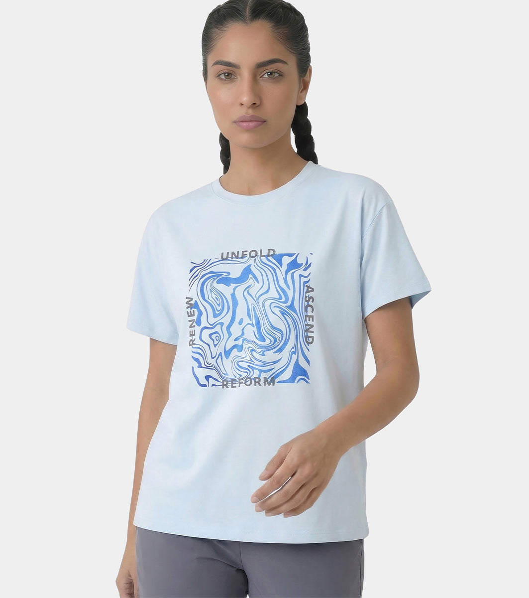 Enamor Active Graphic Tee – breathable, sweat-wicking all-day comfort - A321 (Winter Sky/Unfold Graphic)