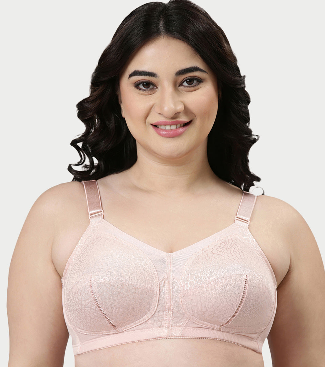 Enamor Innovations Transform M-Frame, Ultimate curve Support, Jiggle control, Women's Bra - Non Padded, Wirefree, Full Coverage - F096 (Available in Plus Sizes) (Pearl)