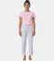 Enamor Mid Rise Full Length Adjustable drawstring Hangout Pant For Women - Relaxed Fit, Combed Cotton - E4A5 (Pink/Light Blue Checks)