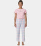 Enamor Mid Rise Full Length Adjustable drawstring Hangout Pant For Women - Relaxed Fit, Combed Cotton - E4A5 (Pink/Light Blue Checks)