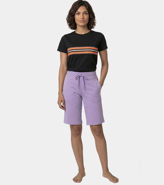 Enamor Mid Rise Knee length Drawstring Closure City Shorts For Women - Slim Fit, Soft and Breathable Cotton - E044 (Purple Haze)