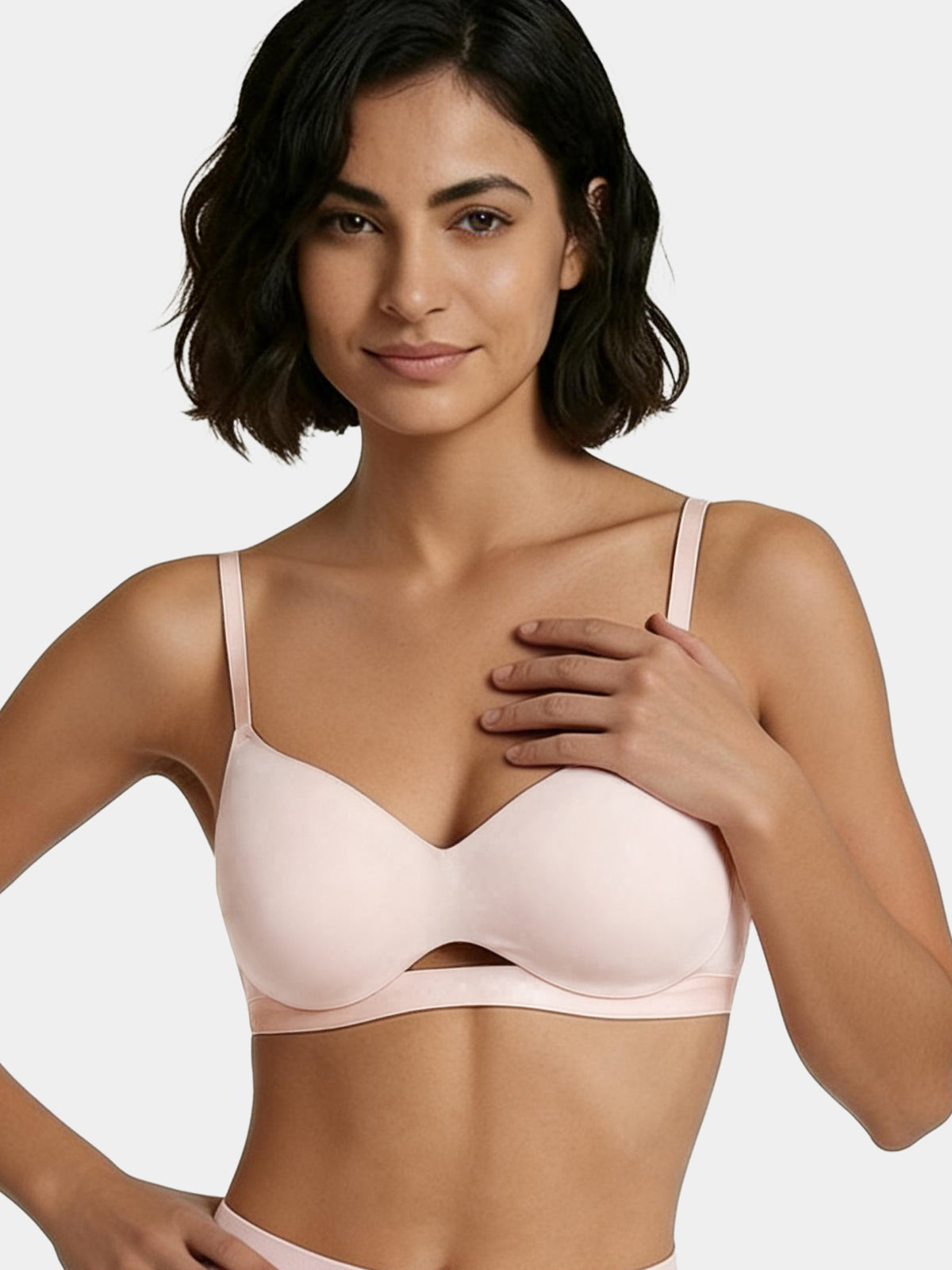 Enamor Innovations CloudSoft, Invisi Neckline Women's Cotton Everyday T-Shirt Bra - Padded, Wirefree, Medium Coverage - A032 (Cherry Blossom)