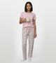 Enamor Mid Rise Full Length Adjustable drawstring Hangout Pant For Women - Relaxed Fit, Combed Cotton - E4A5 (Pink/Grey Checks)