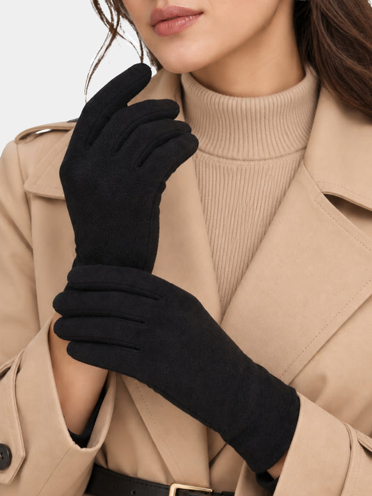 Enamor Gloves – THG12, Soft Premium Yarn Blend, Lightweight Warmth, Touchscreen Compatible, 1 Pair (Jet Black)