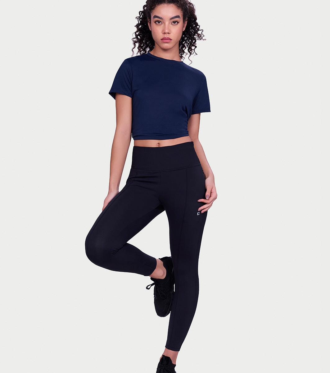 Enamor Versatile Tummy Grip Leggings – Butter-soft, high-rise, 4-way stretch comfort -A612 (Jet Black)