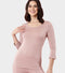 Enamor TH05 Women's Thermal Sleeve Top with Soft Heat Generating Fabric, Wide Round Neckline with Engineered HeatSkins™ Warm Technology. ( Pale Pink)