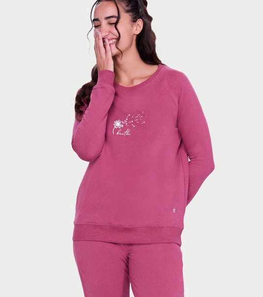 Enamor Full Sleeve Round Neck Regular Length Slip On Sweatshirt For Women - Graphic Print, Relaxed Fit - E079 (Deco Rose Breathe Graphic)