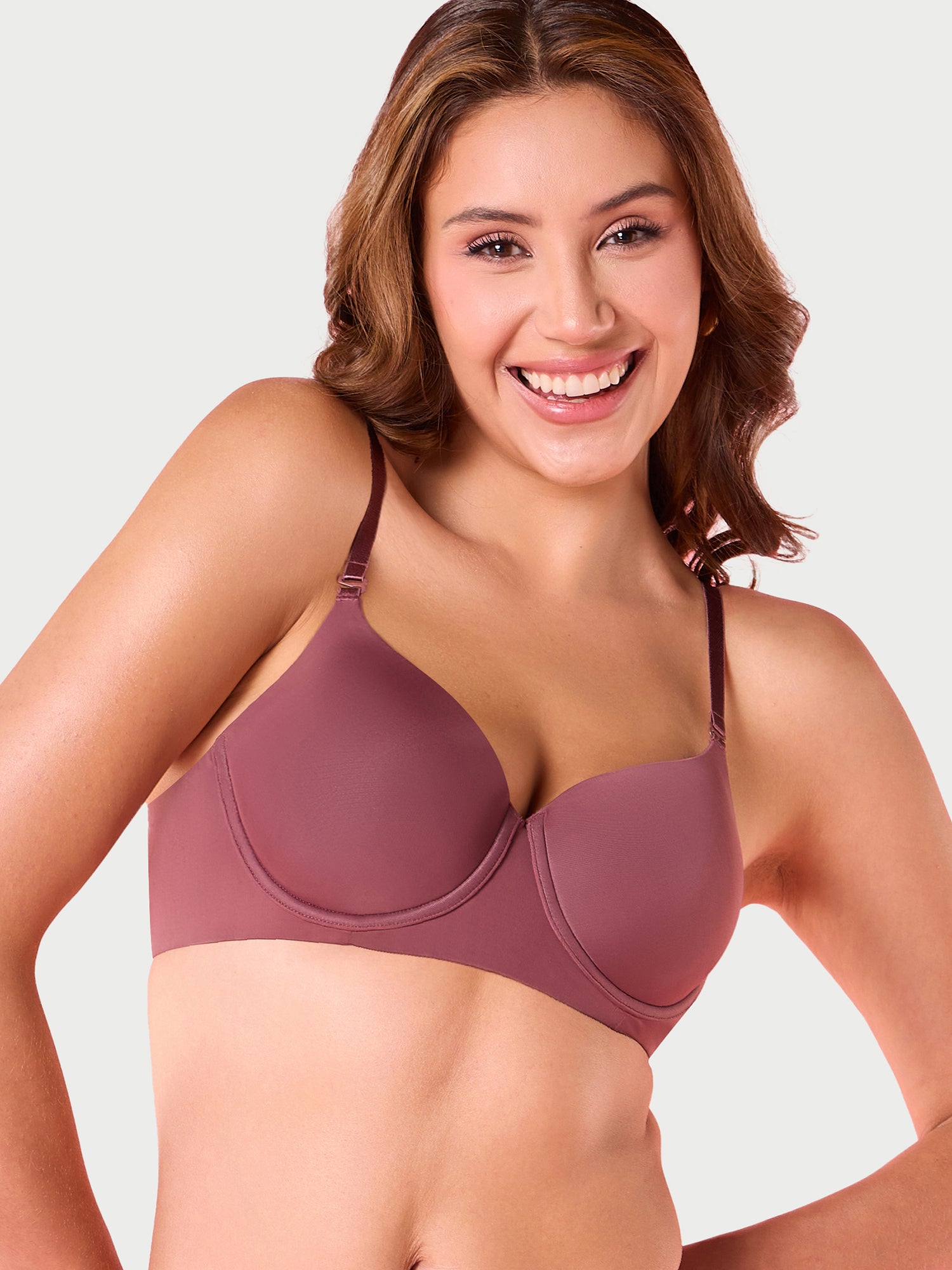 Enamor Innovations Ecolite, Smoother Perfect Lift Women's T-Shirt Bra - Crush Proof Cups, Padded, Wired, High Coverage - F057 (Toasted Mauve)