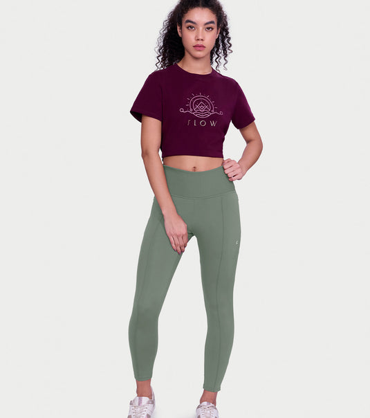 Enamor Versatile Tummy Grip Leggings – Butter-soft, high-rise, 4-way stretch comfort -A612 (Sage Green)