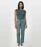 Enamor Mid Rise Full Length Adjustable drawstring Hangout Pant For Women - Relaxed Fit, Combed Cotton - E4A5 (Teal/Pink Checks)
