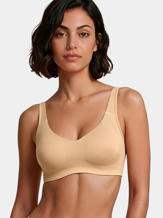 Enamor Easy Slip-On and Back Keyhole Women's Cotton Everyday Beginner's Bra - Padded, Wirefree, Full Coverage - A106 (Skin)