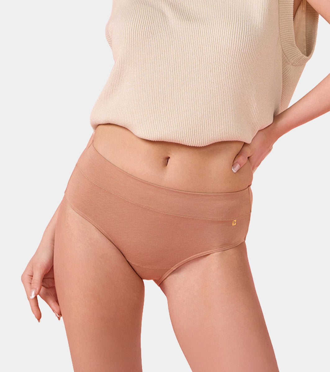 Enamor Bamboo Cotton IP01, Mid Waist Women's Hipster Panty - 3X Softer, 4X more Absorbent, Antimicrobial, No-Pinch Waist, All-Day Comfort (Honey Beige)
