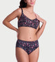 Enamor P177 Ultimate Softness Modal Hipster Panty for Women - Mid Waist, Outer Elastic, Medium Coverage (Black Bouquet Print)