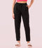 Enamor Elasticated Waistband with Drawstring Closure Regular Length Mid Rise Pleated Pants For Women - Relaxed Fit - E407 (Jet Black)
