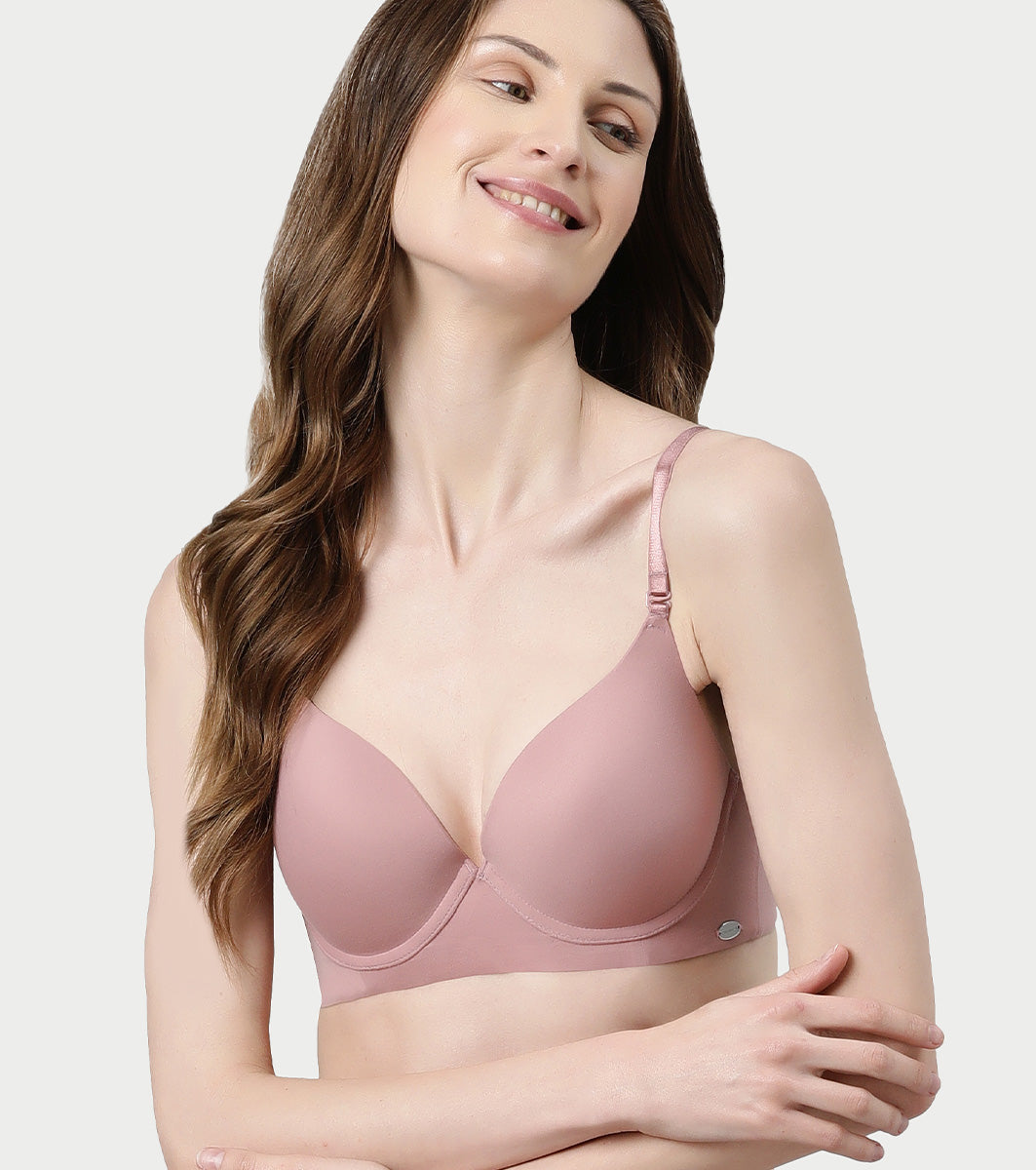 Enamor Innovations Transform Gel-Cup, Air-Brush  Enhancer, Double Push-Up Women's Bra - Powder finish, Padded, Wired, Medium Coverage - F114 (Nostalgia Rose)