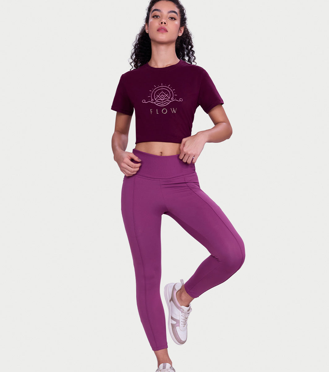 Enamor Versatile Tummy Grip Leggings – Butter-soft, high-rise, 4-way stretch comfort -A612 (Damson)