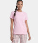 Enamor Pull on Short Sleeve Crew Neck Regular Length Cotton Comfort T-Shirt For Women - Relaxed Fit - E311 (Pink Nectar)