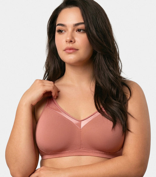 Enamor Full Support Super Lift Women's Cotton Everyday Minimizer Bra - Non Padded, Wirefree, Full Coverage - A112 (Available in Plus sizes) (Rosette)
